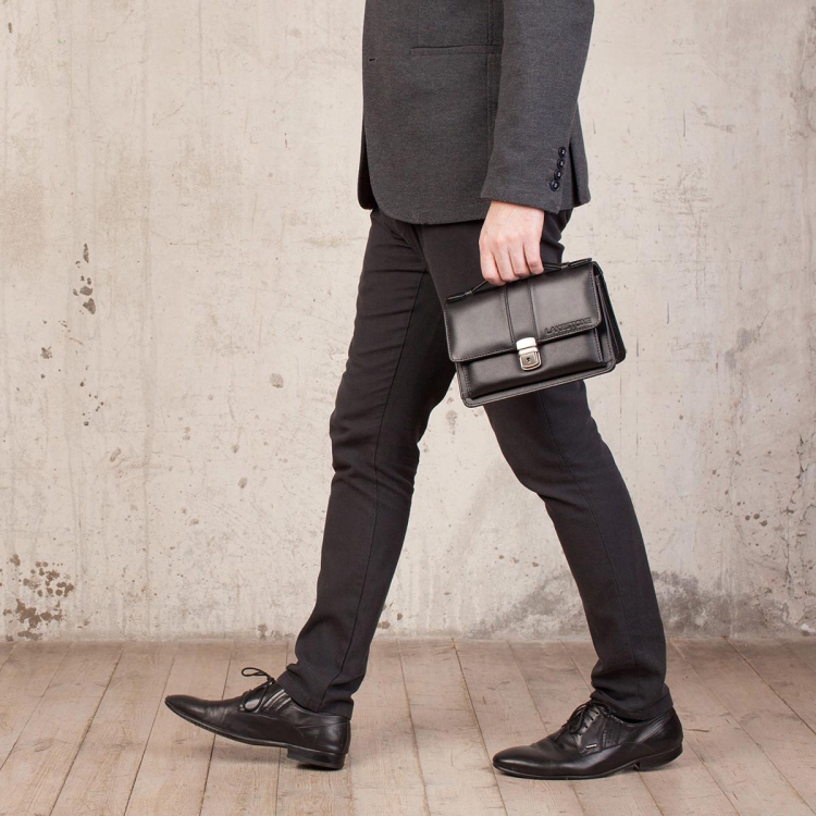 Барсетка мужская из натуральной кожи Alford Black