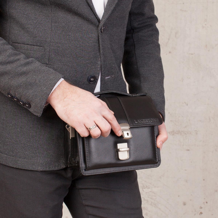 Барсетка мужская из натуральной кожи Alford Black