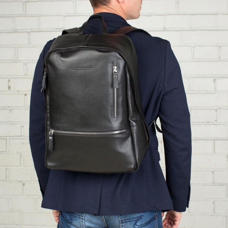 Рюкзак кожаный Adams Dark Black