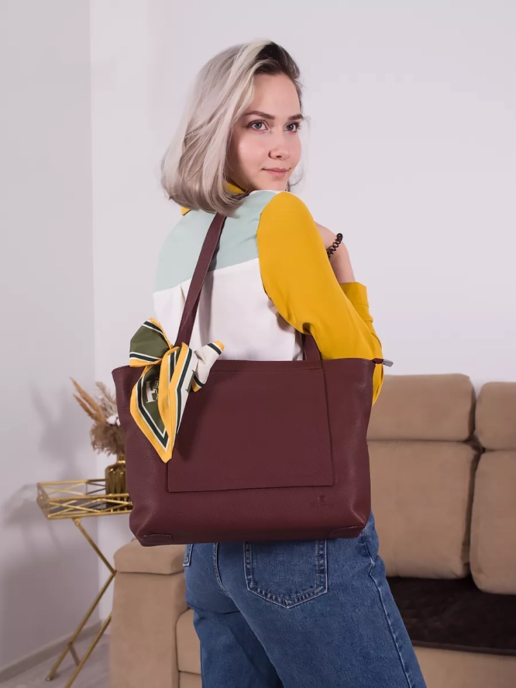 Сумка женская шоппер Paul Rayner burgundy 3188