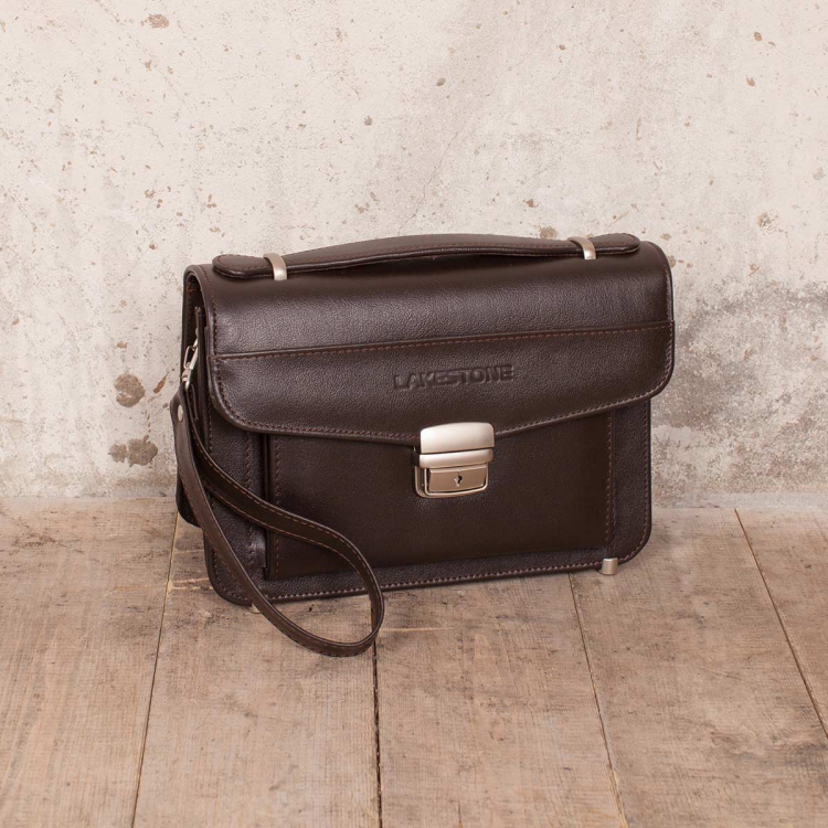 Вместительная барсетка мужская кожаная Clark Brown