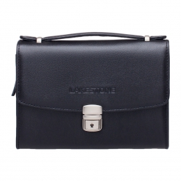 Мужская барсетка кожаная с короткой ручкой Evans Black