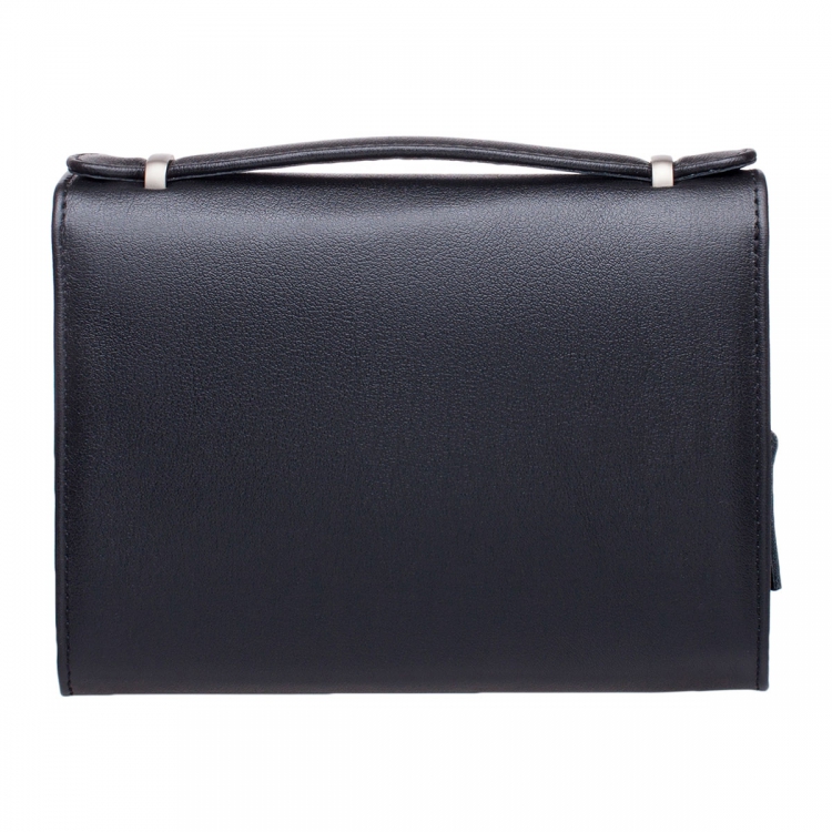 Мужская барсетка кожаная с короткой ручкой Evans Black