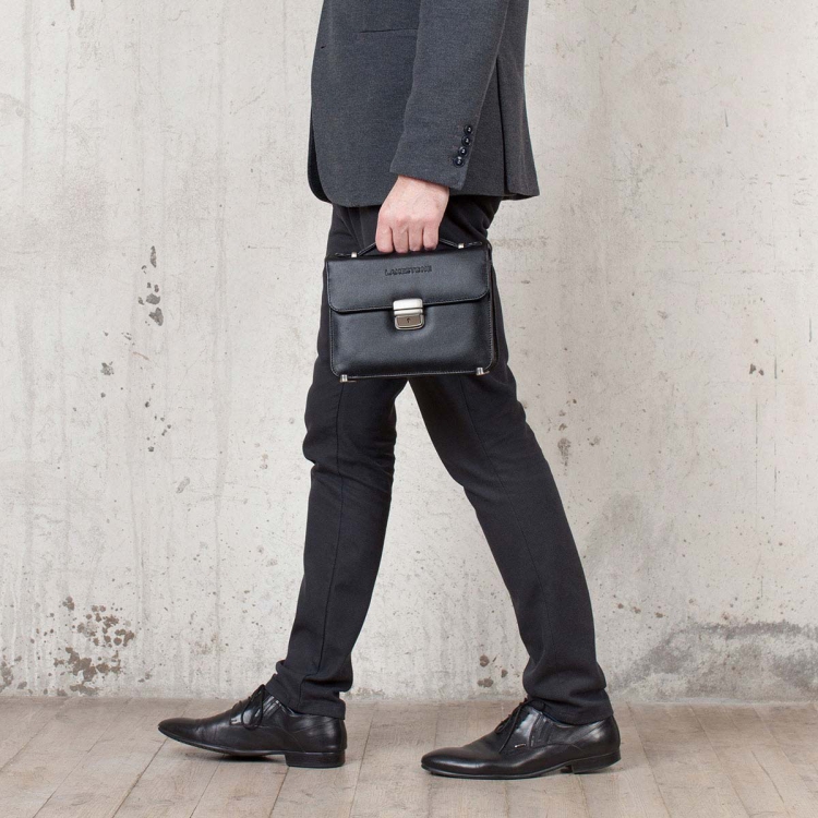 Компактная мужская барсетка из кожи Foxcote Black