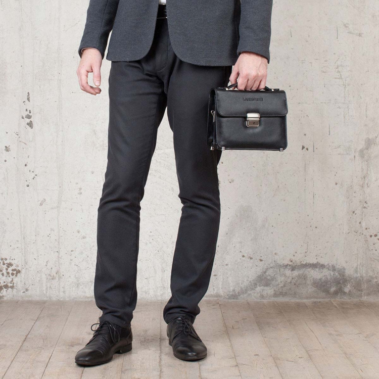 Компактная мужская барсетка из кожи Foxcote Black