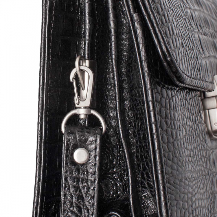 Барсетка мужская из кожи под рептилию Foxcote Black Caiman