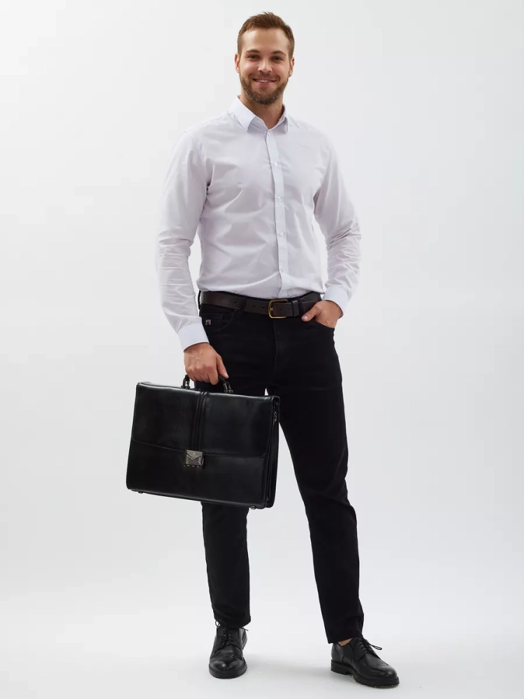 Деловой мужской кожаный портфель для документов и ноутбука с кодовым замком Paul Rayner 1-9504-1