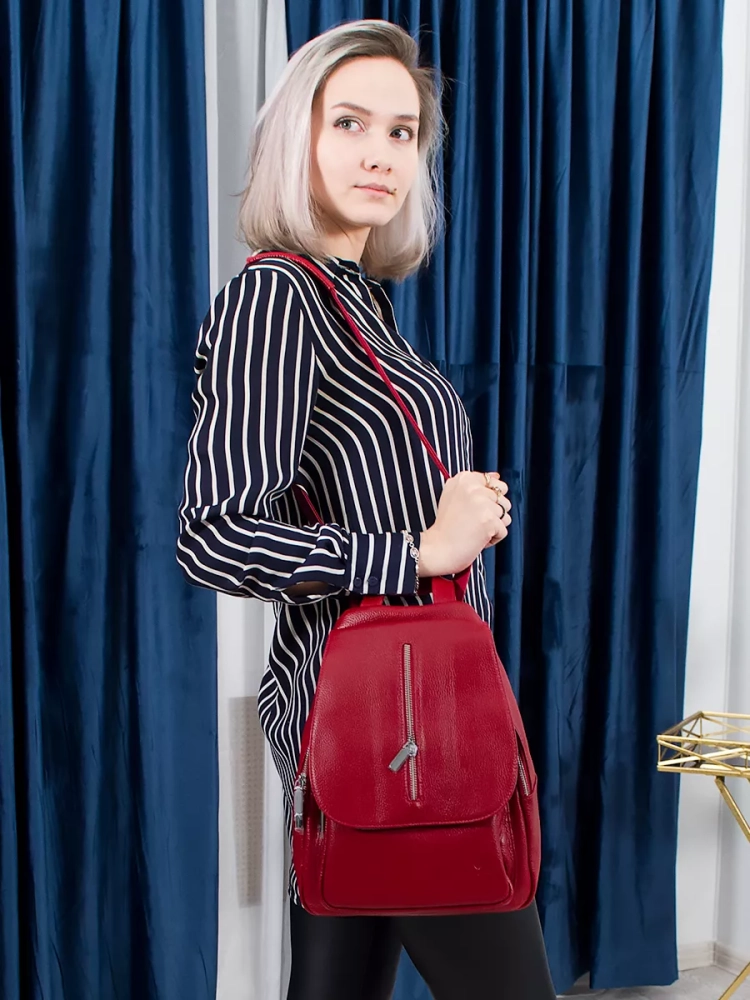 Рюкзак женский кожаный Paul Rayner красный 1031