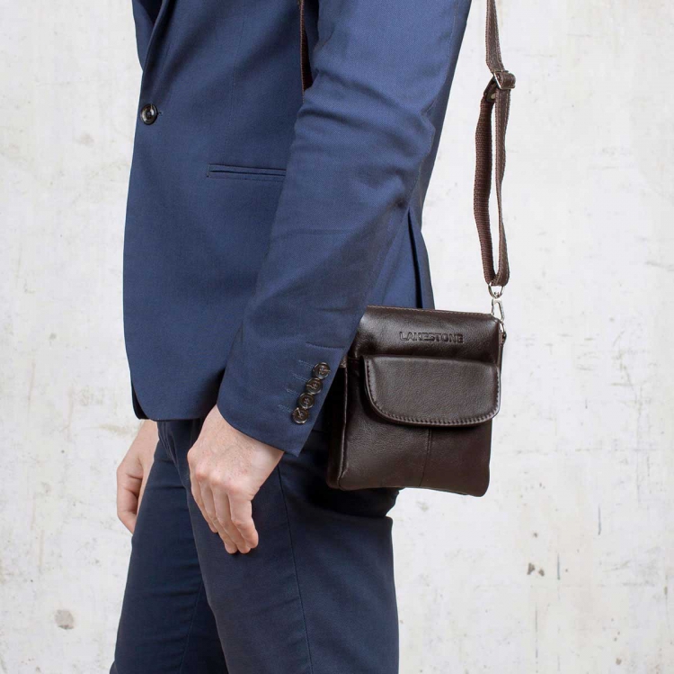 Маленькая мужская сумка коричневая Osborne Brown