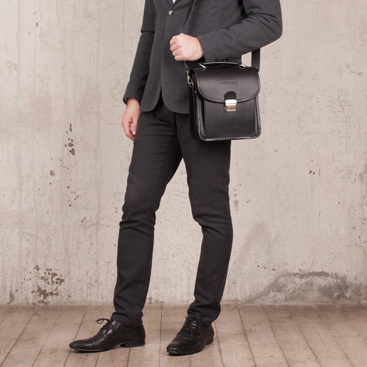 Небольшой мужской кожаный портфель Bishop Black