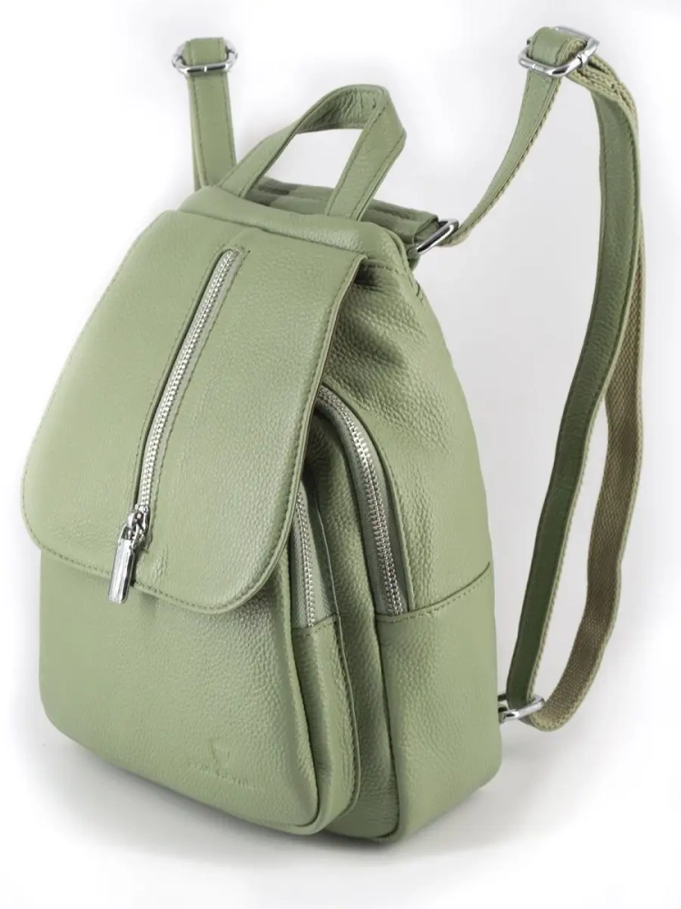 Рюкзак женский кожаный маленький Paul Rayner фисташковый 1031-1