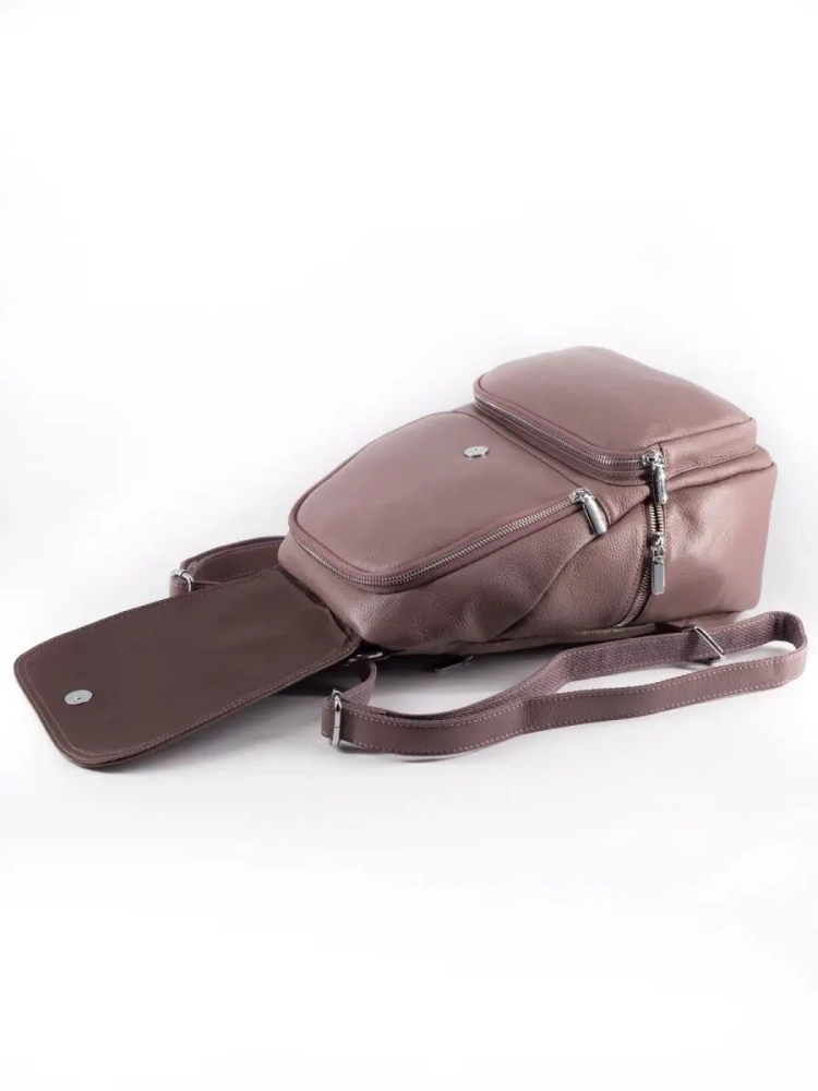 Женский кожаный городской рюкзак PR розовый 1029