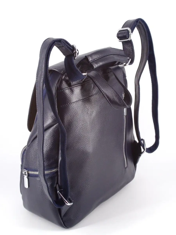 Женский кожаный городской рюкзак PR синий 1029