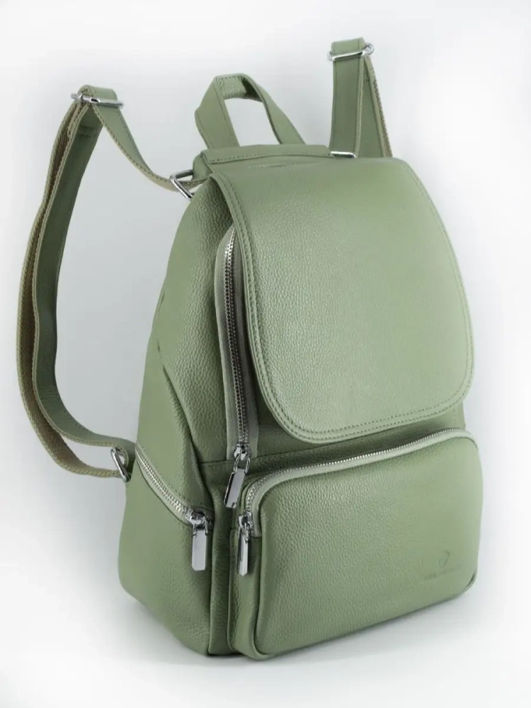 Женский кожаный городской рюкзак PR фисташковый 1029