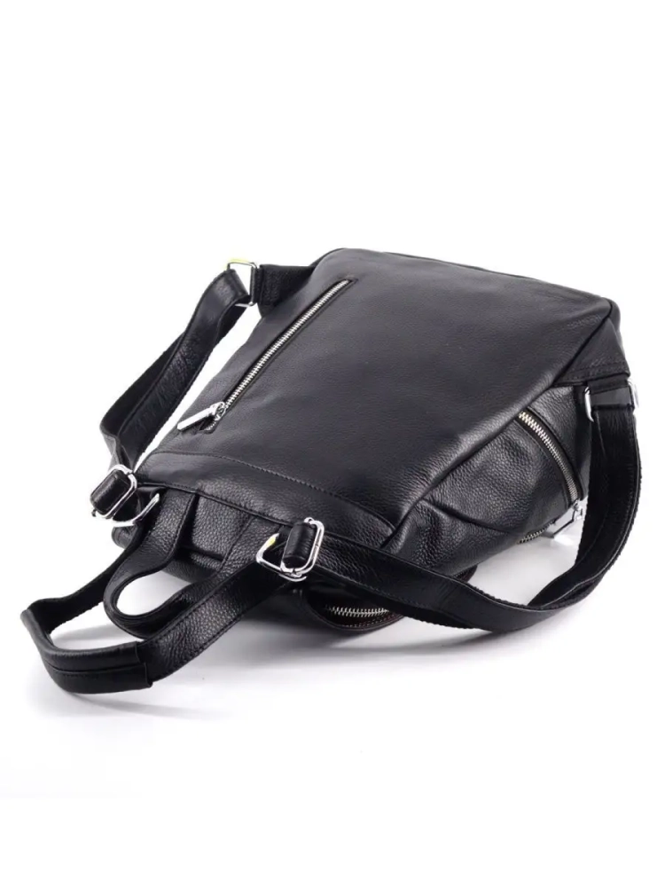 Женский кожаный городской рюкзак PR черный 1029