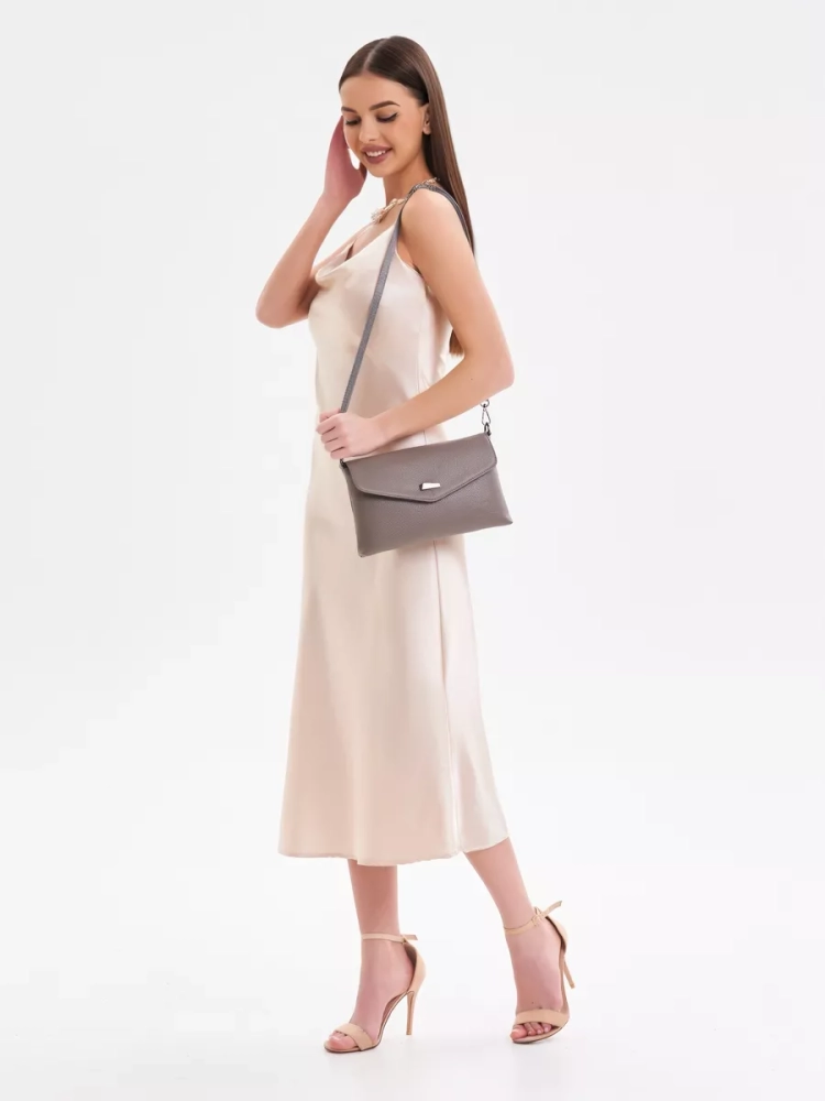 Клатч женский кожаный серый 8819