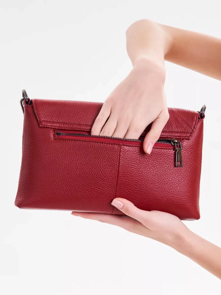 Клатч женский кожаный красный 8819